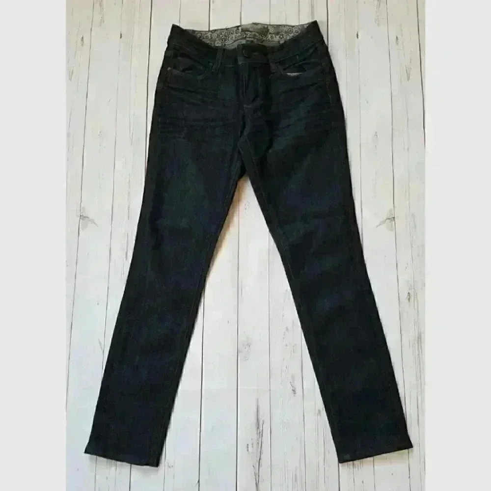 Paige Denim 2000s Skinny Ankle Jeans Dark Blue Wash Onyx Low Rise 24 25
